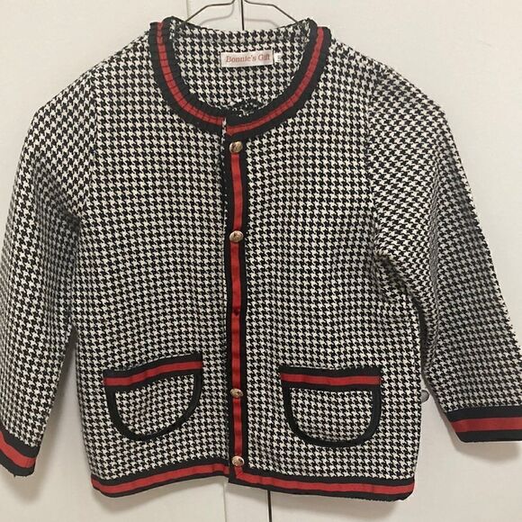 Bonnie’s Gift Girls Houndstooth Wool Blend Cardigan Style Jacket. Size 10. - Picture 1 of 8